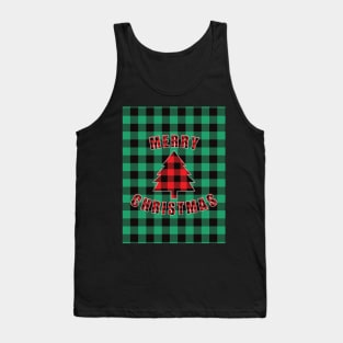 Merry Christmas Buffalo Plaids Christmas Tree Tank Top